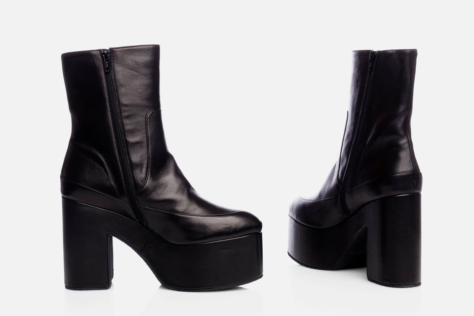 Dries Van Noten Leather Plateau Ankle Boots