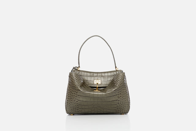 Balenciaga Rodeo Small Handbag Crocodile Embossed