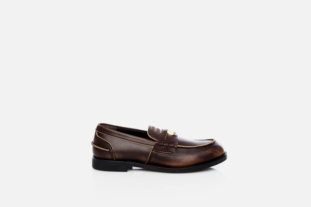 Miu Miu Brushed Leather Penny Loafer
