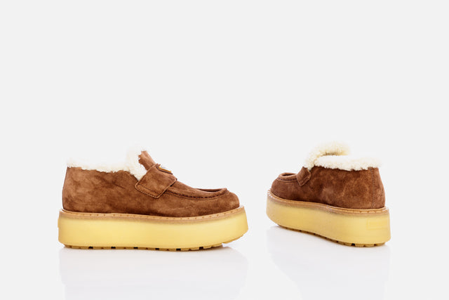 Prada Suede Loafers Shearling