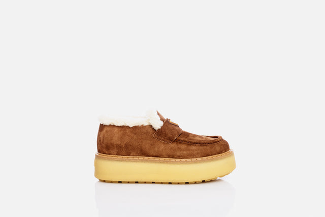 Prada Suede Loafers Shearling
