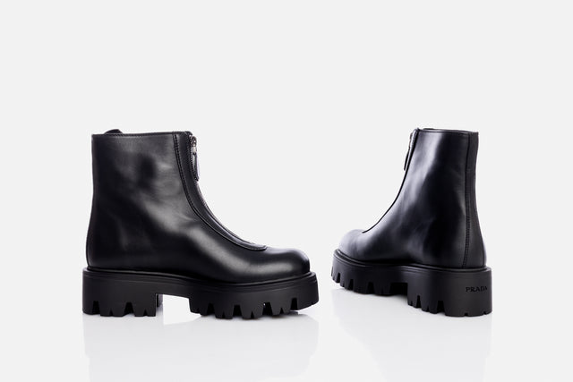 Prada Leather Zipper Booties