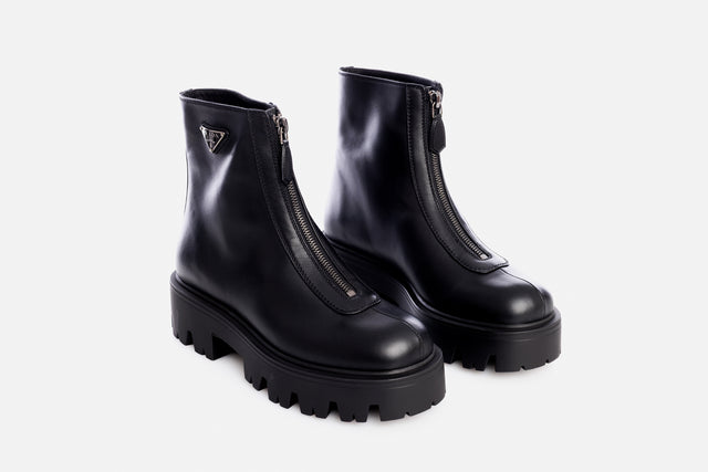 Prada Leather Zipper Booties