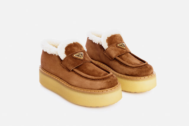 Prada Suede Loafers Shearling