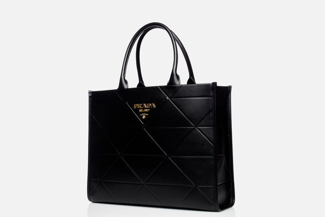 Prada Large Leather Symbole Bag With Topstitching