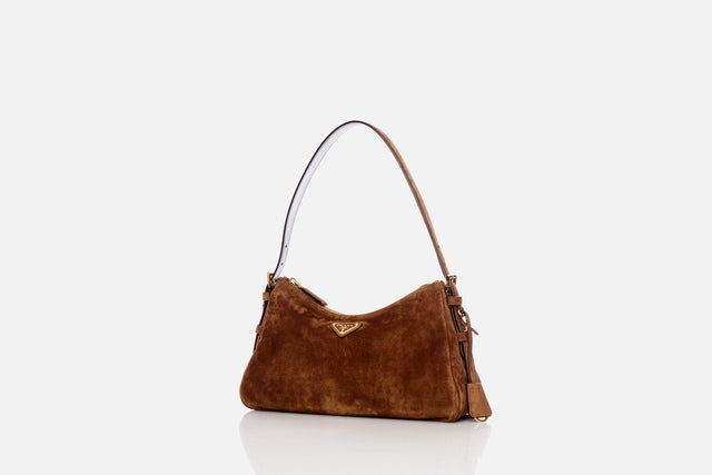 Prada Aimée Medium Suede Shoulder Bag