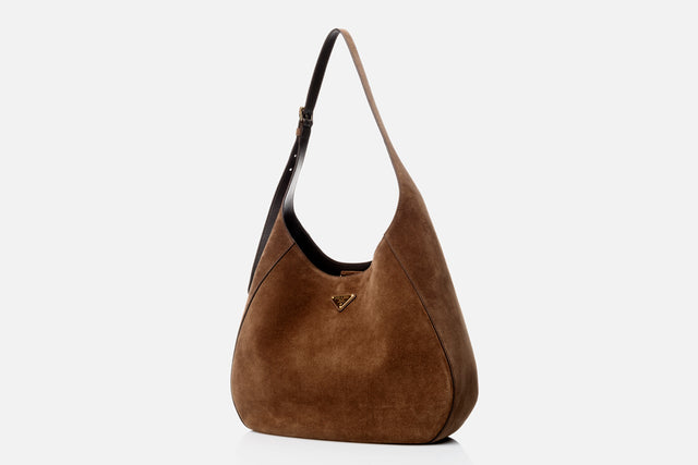 Prada Large Leather Shoulder Bag With Topstitching