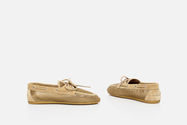 Miu Miu Perforated Suede Boat Shoes