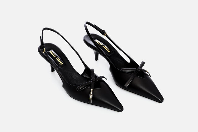Miu Miu Leather Slingback Pumps With Bow