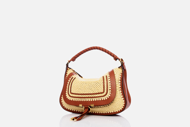 Chloé Small Marcie Shoulder Bag In Raffia-effect