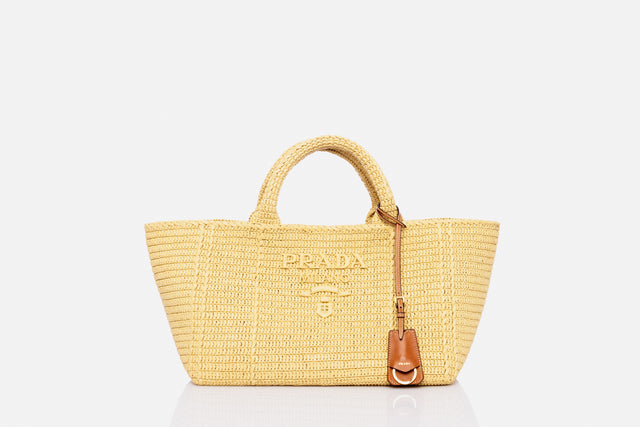 Prada Large Crochet Tote Bag With Leather Details
