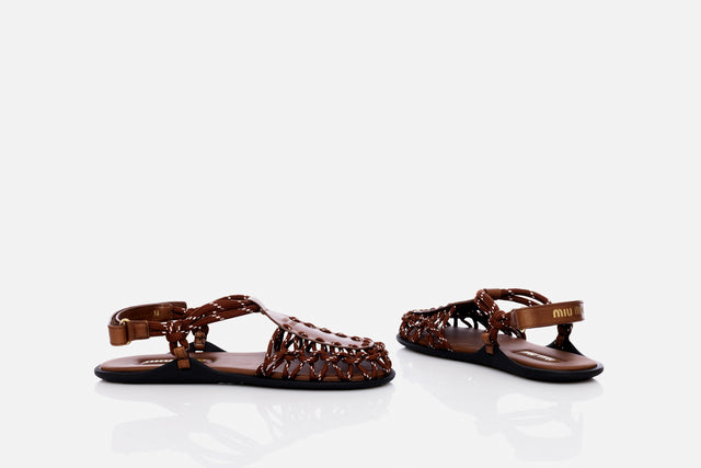 Miu Miu Cord-strap Leather Sandals