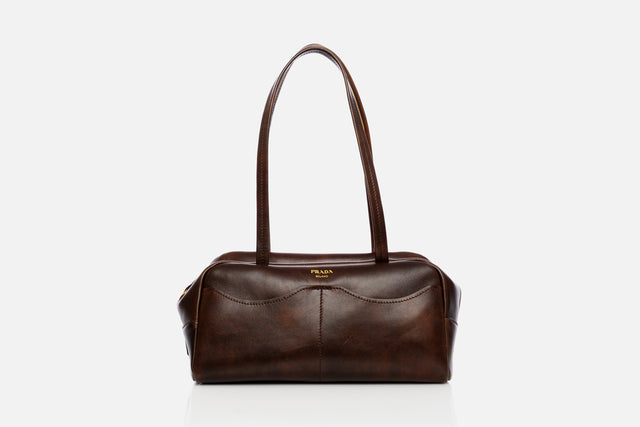 Prada Carry Large Antiqued Leather Top-handle Bag
