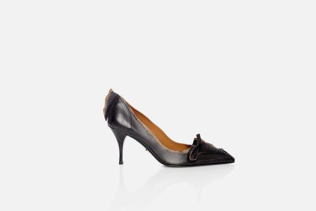 Prada Antiqued Leather Pump (From The Runway)