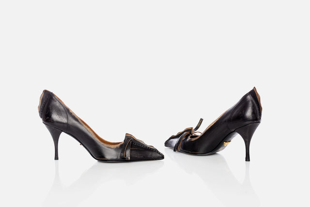 Prada Antiqued Leather Pump (From The Runway)