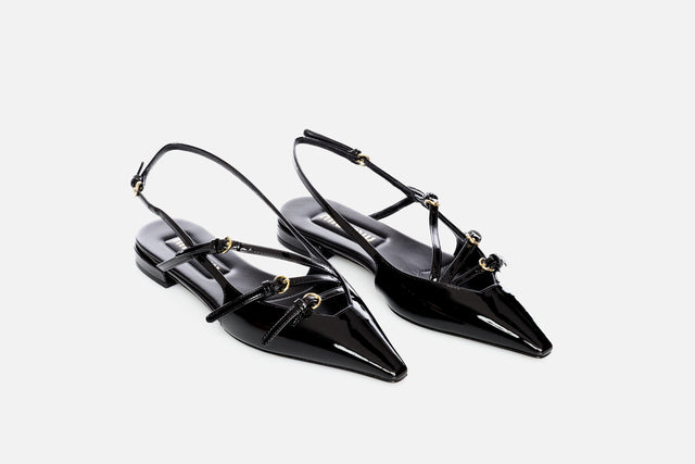 Miu Miu Leather Slingback Ballerina's With Buckle