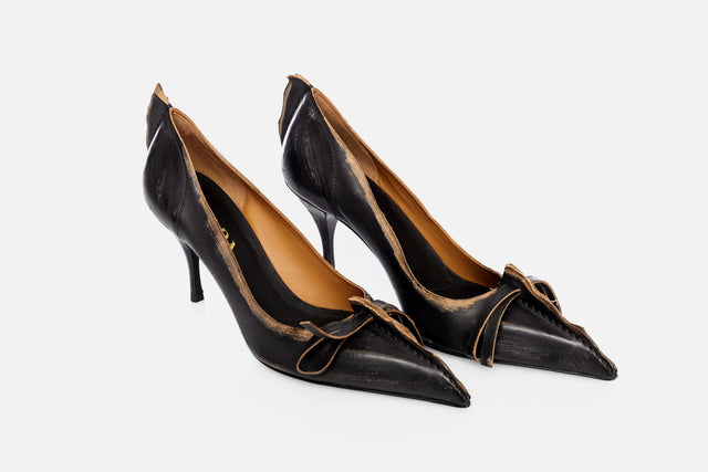 Prada Antiqued Leather Pump (From The Runway)