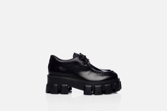 Prada Monolith Leather Lace-up Loafer