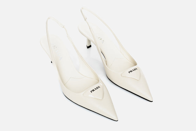 Prada Saffiano Patent Leather Slingback Pumps