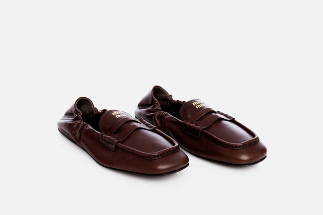 Miu Miu Ruches Nappa Leather Loafers
