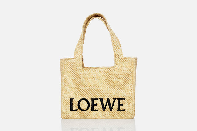 Loewe Medium LOEWE Font Tote In Raffia
