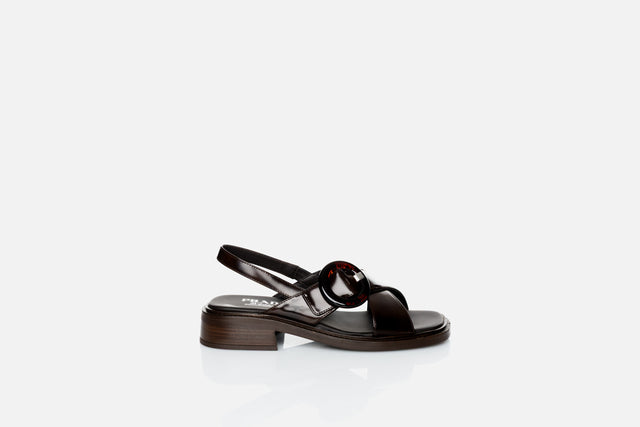 Prada Brushed Leather Sandals With Buckle