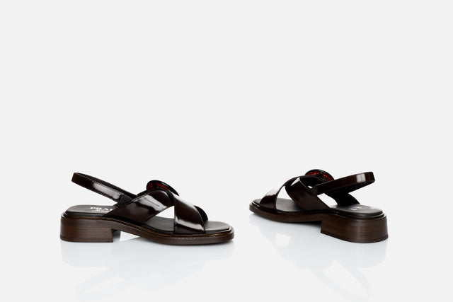Prada Brushed Leather Sandals With Buckle