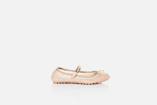 Fendi Baguette Suede And Mesh Ballet Flats