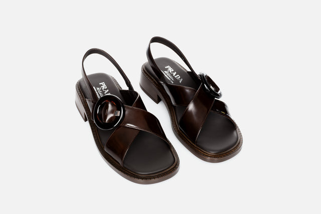 Prada Brushed Leather Sandals With Buckle
