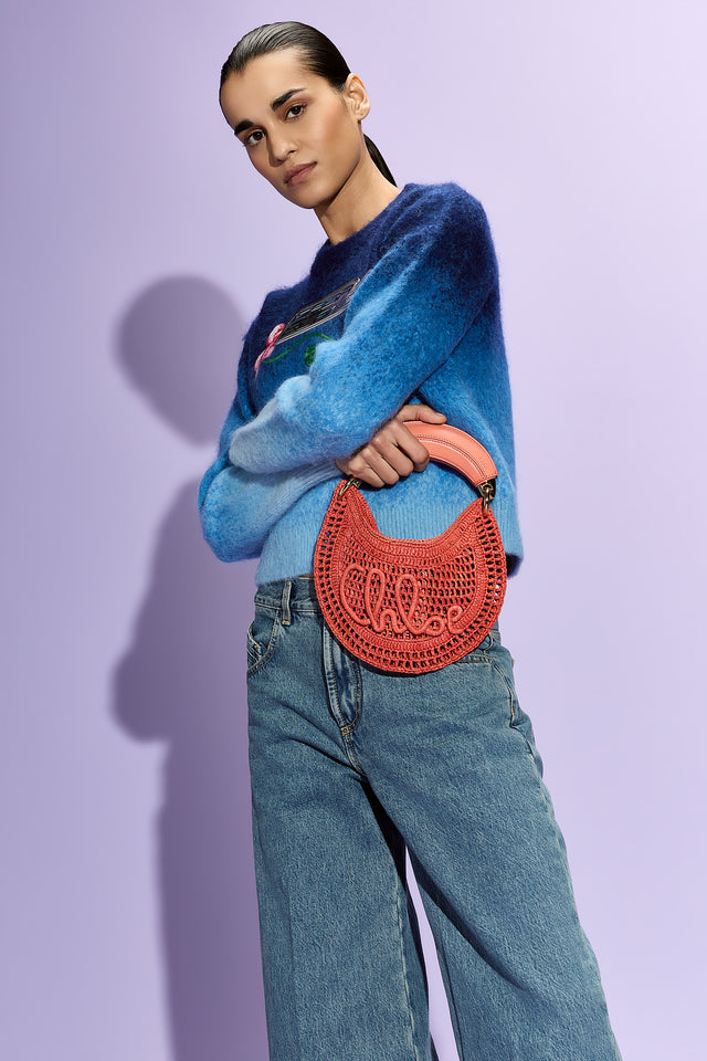 Chloé Mini Summer Banana Hobo Bag In Raffia