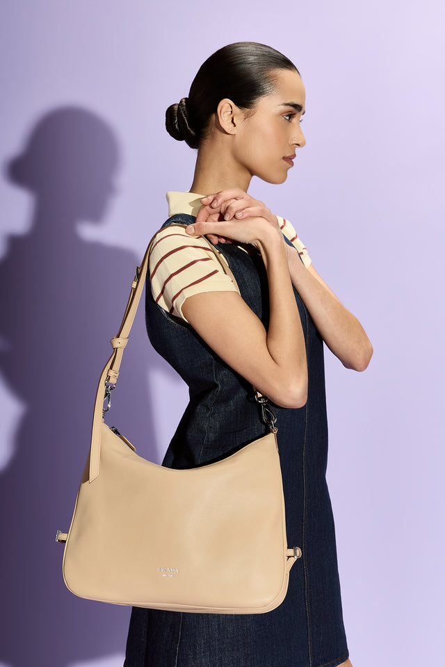 Prada Fold Large Leather Shoulder Bag