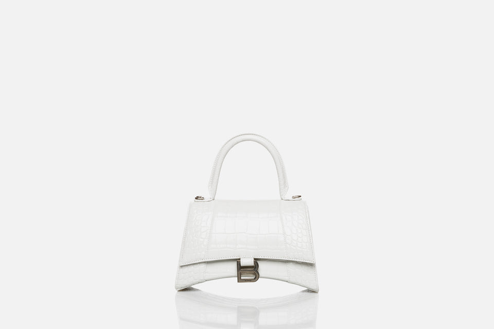 Balenciaga Hourglass Small Crocodile Embossed Calfskin
