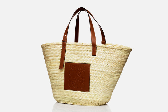 Loewe Large Basket Bag Palm Leaf And Calfskin