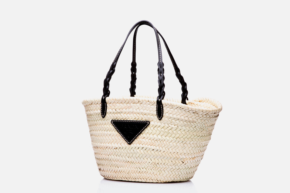 Prada Woven Palm and Leather Tote