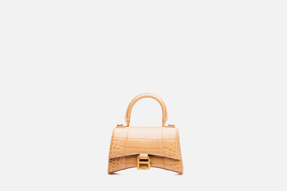 Balenciaga Hourglass XS Crocodile Embossed Calfskin