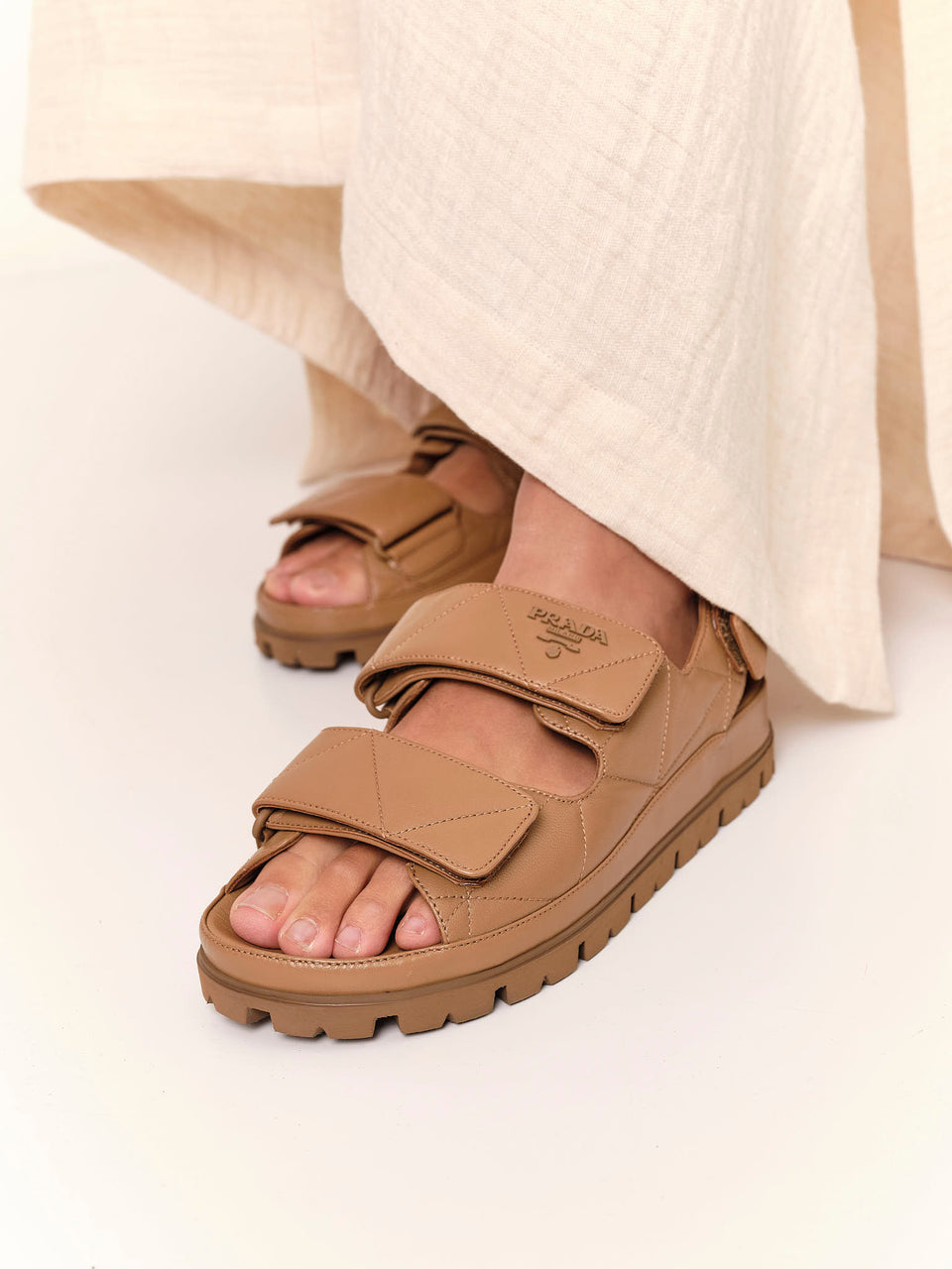 Prada Padded Nappa Leather Sandals