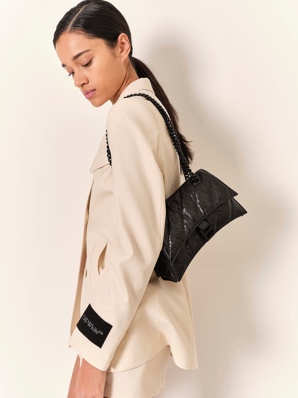 Balenciaga Crush Small Chain Bag Quilted Calfskin