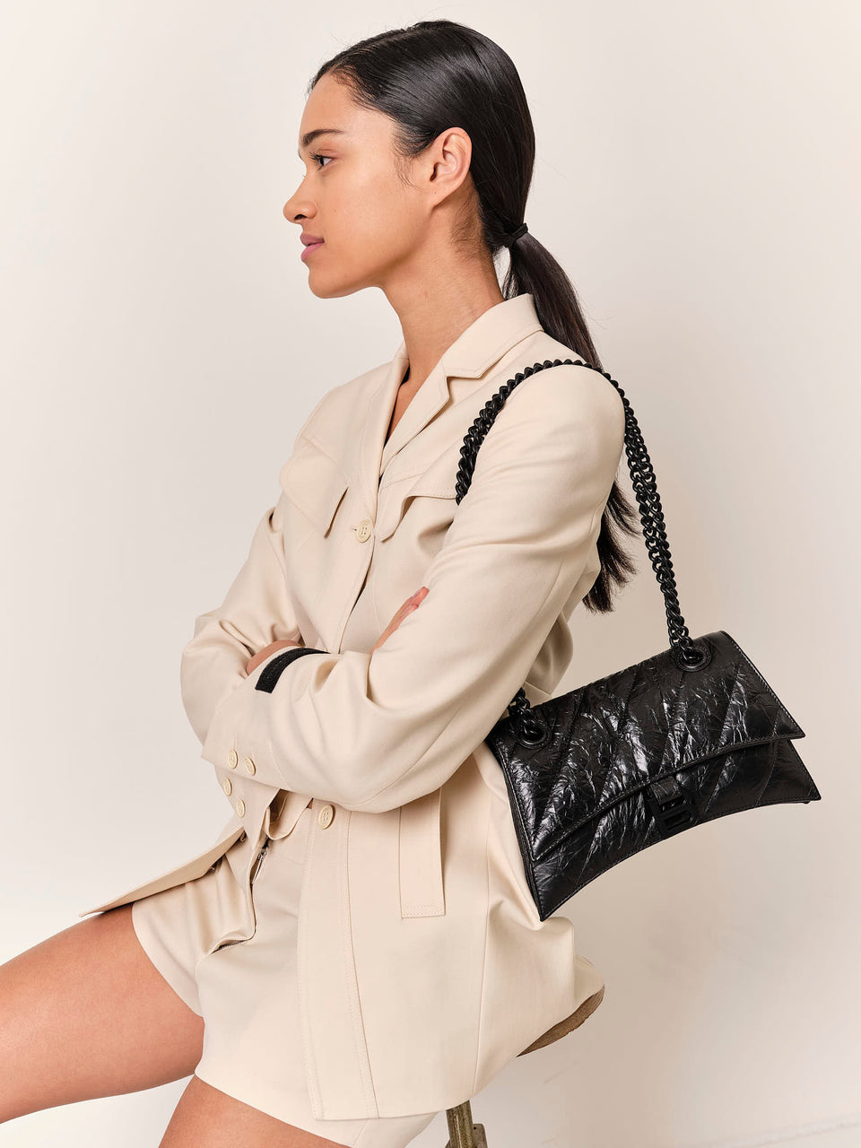 Balenciaga Crush Small Chain Bag Quilted Calfskin