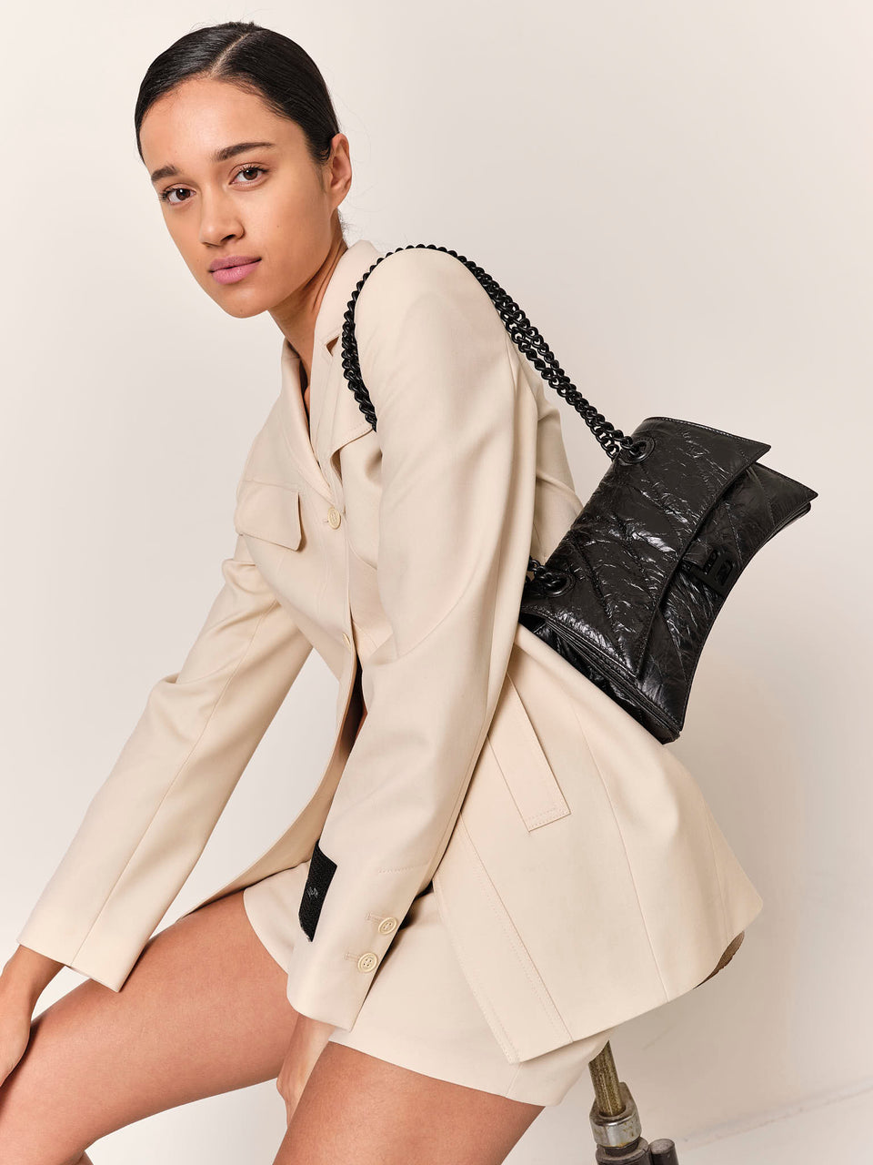 Balenciaga Crush Small Chain Bag Quilted Calfskin