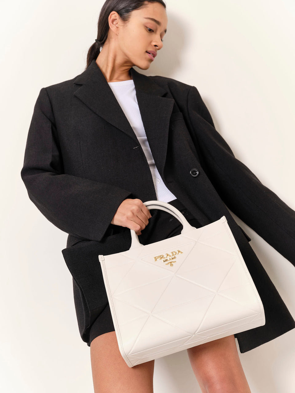 Prada Small Leather Symbole Bag With Topstitching