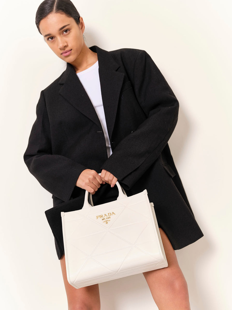 Prada Small Leather Symbole Bag With Topstitching